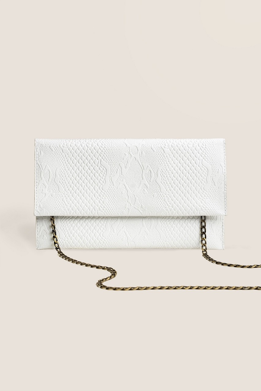 Leder-Clutch Weiß Schlangenmuster Braut