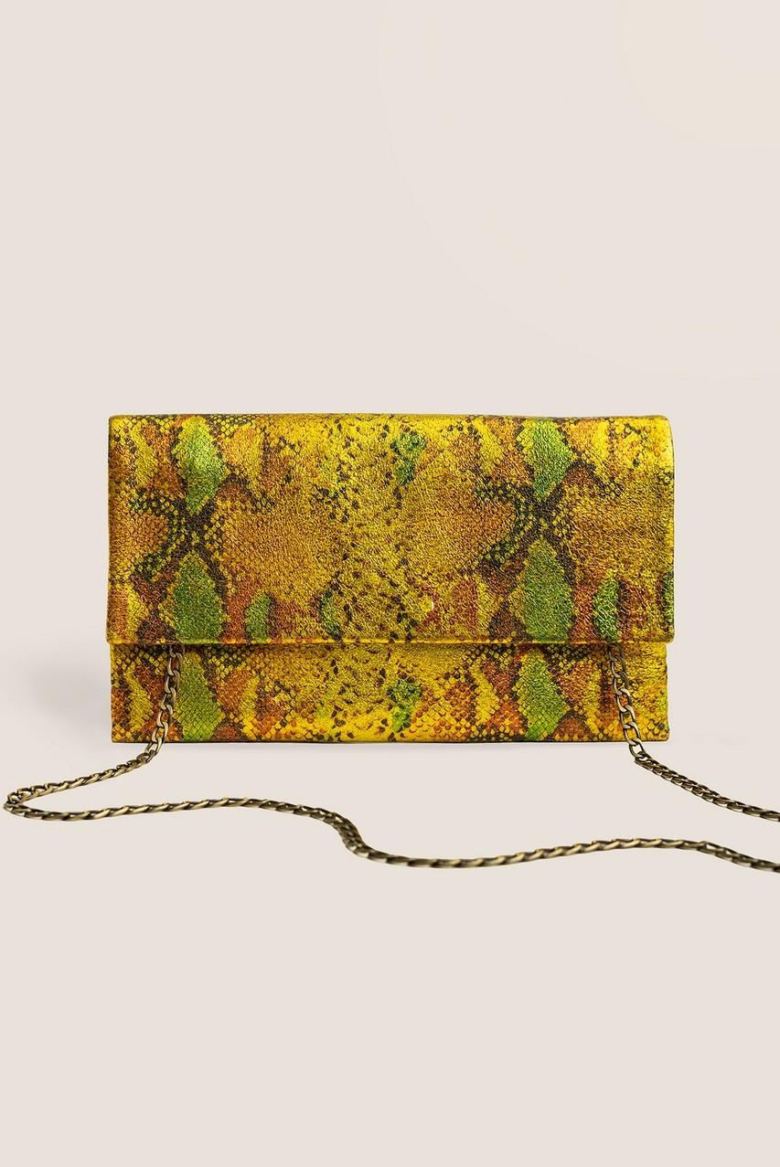 Leder-Clutch Gold Schlangenmuster