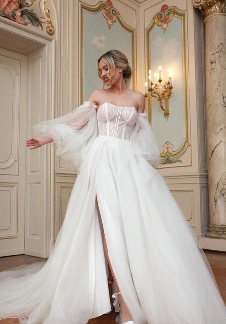brautkleid prinzessin puffaermel ivory malloe instagram